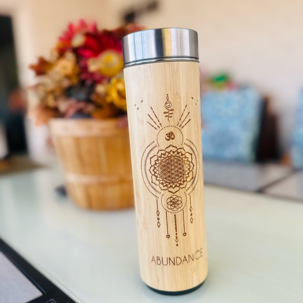 Bamboo-Style Insulated Bottle - Abundance (Natural)